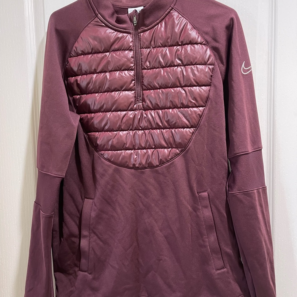 Nike Men’s Maroon Quilted Half-Zip Pullover - Thermafit